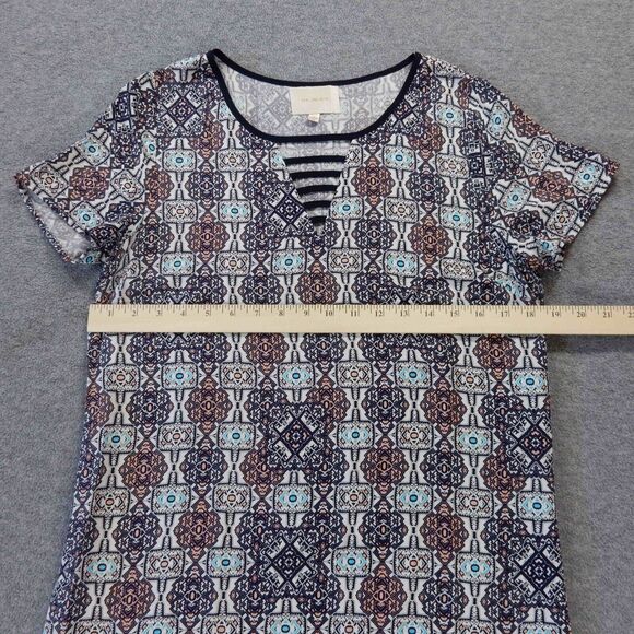 Skies Are Blue Dress Medium Colorful Aztec Print Boho Hippie VNeck Short Sleeve - Picture 4 of 9